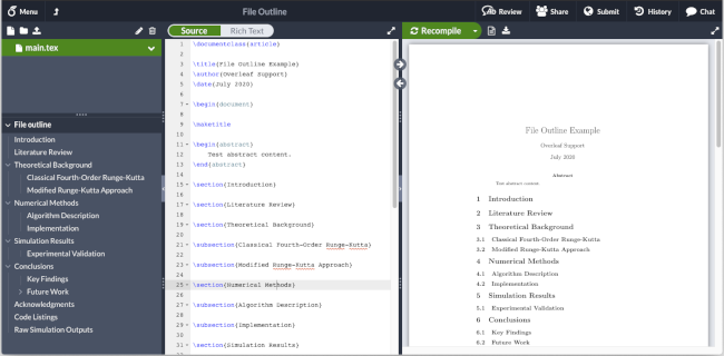 Documento escrito com Latex no Overleaf